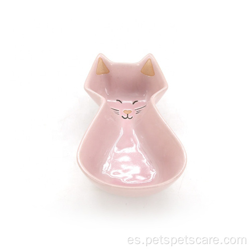 Tazón de alimentación de mascotas de gato tazón de mascota de cerámica rosa